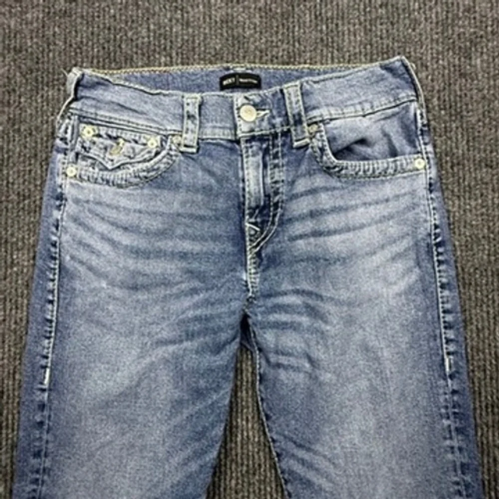 True Religion Ricky Relaxed Straight Big T Flap Pocket Jeans Light Wash 32